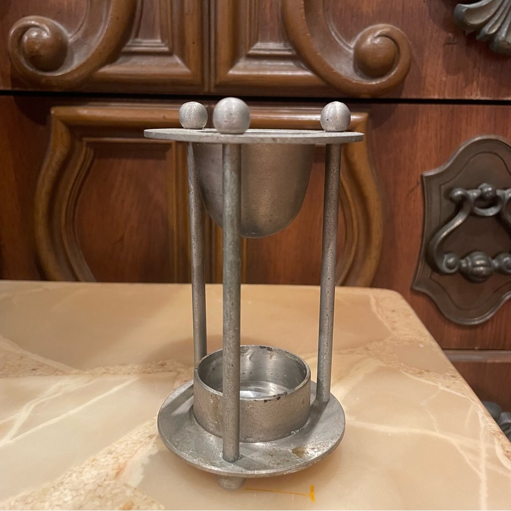 Vintage Silver Metal Oil Warmer